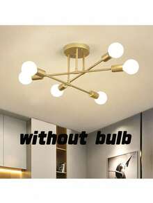 Iron Multi-Head Flush Mount Ceiling Light, Modern Minimalist Creative Branch Chandelier, Nordic Pendant Lamp For Living Room, Bedroom & Dining Room, Bulbs Not Included - Multicolor - View 12