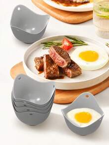 1/4 cái cốc luộc trứng chần bằng silicone hình chim dùng cho lò vi sóng, bát luộc trứng nhanh chống dính cho bữa sáng, dụng cụ nhà bếp cho nấu ăn tại nhà - Xám - Xem 3