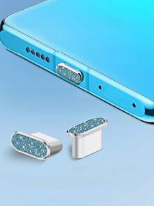 1pc Diamond Glitter Dust Plug, Compatible With IPhone 17 Pro Max, 16 Pro Max, 15 Pro Max, 16 Plus, 15 Plus, 17Air, Type‑C Phone Charging Port Dust Plug - Multicolor - View 7
