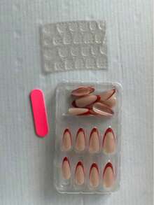 24-Pack Of Short Oval French Manicure Stickers, Short Nail Stickers, And Full-Coverage False Nails, Suitable For Women And Girls For Everyday Use And Parties - Multicolor - View 4