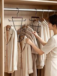 Solid Wood V-Shaped Double-Sided Hanger Storage Rack With Hooks, Hanging Hangers With Multiple Hooks, Saving Space And Multifunctional Dormitory Storage. - Multicolor - View 5
