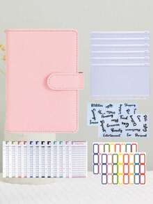 1PC Macaron Button Cash Savings Ledger Binder With 6 Envelopes 12 Budget Cards 2 English Labels 2 Color Labels Money Challenge Organizer - Sets - View 15