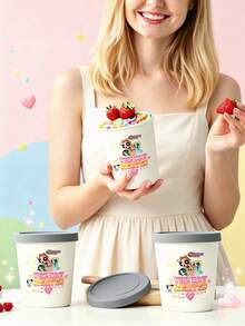 THE POWERPUFF GIRLS X SHEIN 1PC The Powerpuff Girls Ice Cream Storage Containers, Character‑Print Food Tubs With Sealed Lids, Stackable Reusable Freezer Jars, For Homemade Ice Cream & Dessert, Collectible Food Storage Gift For Powerpuff Girls Fans - Multicolor - View 2
