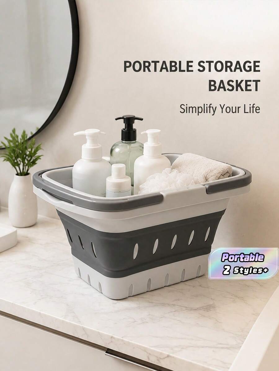 Large Wall Mounted Laundry Basket With Handle - Durable Plastic, Space Saving Bathroom And Bedroom Storage Basket, Rectangular, Laundry Basket - View 1