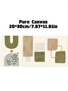 3Pcs Boho Abstract Geometric Canvas Wall Art Prints, Green Beige Terracotta Mid‑Century Poster, Unframed Art Painting For Living Room Bedroom Home Decor - multicolor - View 16