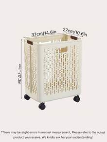 1pc Cream White Foldable Dirty Laundry Basket With Rolling Wheels Hollow Ventilation Design Portable Handle Large Capacity Collapsible Clothes Hamper For Bedroom Bathroom Laundry Room Home Dorm Storage Organizer - View 10