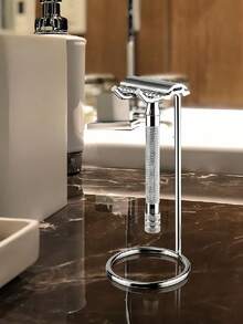 Safety Razor Holder, Stainless Steel Shaving Brush Stand, Luxury Men's Travel Razor Holder - 4.7 Inches (12 Cm), Suitable For Most Various Razors - silver - View 2