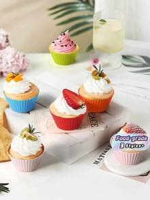 2/12/30/50PCS Reusable Silicone Muffin Cups, Cupcake Cakes, Colorful Muffin Liners DIY Baking Cups, Multicolor, Color In Random - Multicolor - View 2