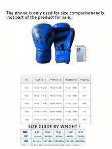 Adult Boxing Gloves, Muay Thai And Kickboxing Training Gloves, Combat Fighting Gloves, Protective Gear Gloves. - Blue - View 3