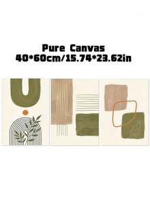 3Pcs Boho Abstract Geometric Canvas Wall Art Prints, Green Beige Terracotta Mid‑Century Poster, Unframed Art Painting For Living Room Bedroom Home Decor - multicolor - View 13