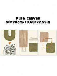 3Pcs Boho Abstract Geometric Canvas Wall Art Prints, Green Beige Terracotta Mid‑Century Poster, Unframed Art Painting For Living Room Bedroom Home Decor - multicolor - View 14