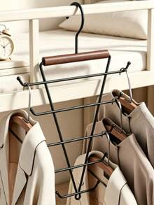 Solid Wood V-Shaped Double-Sided Hanger Storage Rack With Hooks, Hanging Hangers With Multiple Hooks, Saving Space And Multifunctional Dormitory Storage. - Multicolor - View 9