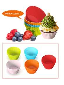 2/12/30/50PCS Reusable Silicone Muffin Cups, Cupcake Cakes, Colorful Muffin Liners DIY Baking Cups, Multicolor, Color In Random - Multicolor - View 5