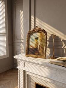 1Pc European Vintage Carved Resin Wall‑Mount Photo Frame Decor Ornament - Multicolor - View 4