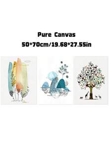 3Pcs Watercolor Tree & Animal Wall Art Prints, Abstract Boho Nature Canvas Posters, Colorful Botanical Painting, Unframed Wall Decor For Stairway, Living Room & Bedroom - multicolor - View 11