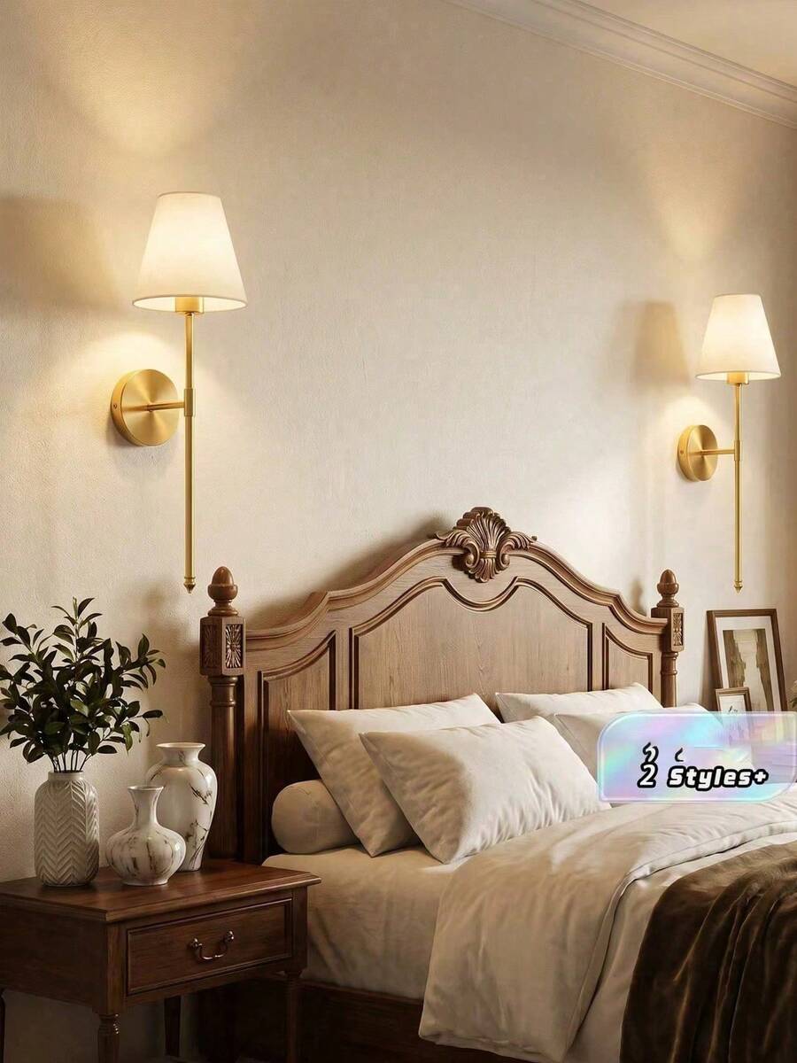2 Sets Of Wall Lamps, Golden Wall Lamps, Magnetic Detachable, Suitable For Bedrooms (Without Light Source) - Multicolor - View 1