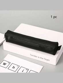 1/2/3个装极简透明网眼铅笔盒，学生考试用品收纳袋，迷你方形收纳袋，返校季必备，学习用品，铅笔袋，书包 - 黑色 - 查看 24