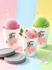THE POWERPUFF GIRLS X SHEIN 1PC The Powerpuff Girls Ice Cream Storage Containers, Character‑Print Food Tubs With Sealed Lids, Stackable Reusable Freezer Jars, For Homemade Ice Cream & Dessert, Collectible Food Storage Gift For Powerpuff Girls Fans - Multicolor - View 5