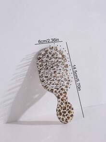 1pc Mini Leopard Print Hollow Portable Styling Hair Brush, Hair Salon Beauty Travel Essential, Unisex, Multi-Functional Detangling Brush, Suitable For Dry & Wet Hair And All Hair Types - Multicolor - View 7