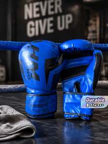 Adult Boxing Gloves, Muay Thai And Kickboxing Training Gloves, Combat Fighting Gloves, Protective Gear Gloves. - Blue - View 1
