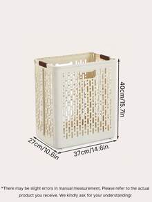 1pc Cream White Foldable Dirty Laundry Basket With Rolling Wheels Hollow Ventilation Design Portable Handle Large Capacity Collapsible Clothes Hamper For Bedroom Bathroom Laundry Room Home Dorm Storage Organizer - View 5