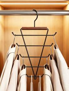 Solid Wood V-Shaped Double-Sided Hanger Storage Rack With Hooks, Hanging Hangers With Multiple Hooks, Saving Space And Multifunctional Dormitory Storage. - Multicolor - View 8