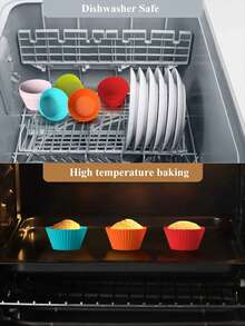 2/12/30/50PCS Reusable Silicone Muffin Cups, Cupcake Cakes, Colorful Muffin Liners DIY Baking Cups, Multicolor, Color In Random - Multicolor - View 9
