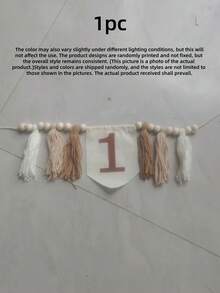 1PC First Birthday High Chair Banner Tassel Flower Garland Boho Style Party Decor Khaki Blue Gray Green Brown Wild Tassel Garland - View 9