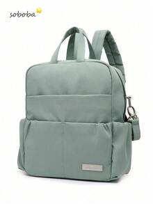 SHEIN 1 Camel Large-Capacity Oxford, Light Mommy Diaper Backpack, With 2 Stroller Straps, Suitable For Travelling - Multicolor - View 10