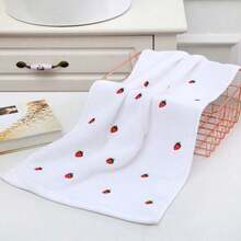 Joivida 1pc Cute Bath Towel / Hand Towel - Soft Absorbent Cotton Strawberry Patterned Towel, Decorative Aesthetic Bathroom Towel - White - View 7