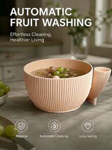 3D-Printed Automatic Fruit Washer Spinner Bowl, Fruit Cleaner Bowls, Multipurpose Rinse Drain Basket, Portable Fruits Cleaning Drain Tool For Home Kitchen, Quick Rinse And Dry Basket Kitchen Gadget - Multicolor - View 3