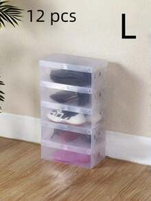 1/6/12-Pack Clear Flip-Top Shoe Boxes, Foldable Travel Shoe Boxes, Easy To Clean, Suitable For High Heels, Sandals And All Kinds Of Shoes, Shoe Storage Organizer Boxes - View 9
