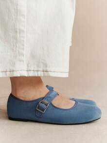 Rosivie Sepatu Sol Datar Biru Baru, Sepatu Slip-On Wanita yang Nyaman dan Serbaguna untuk Berpergian - Biru - View 6