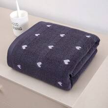 Joivida 1pc Cute Gray Bath Towel / Hand Towel - Soft Absorbent Cotton Heart Patterned Towel, Decorative Aesthetic Bathroom Towel - Dark Grey - View 6