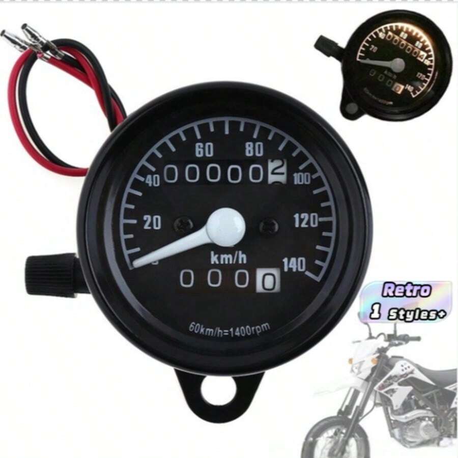 Retro Mechanical Motorcycle Speedometer Odometer (Black, Black Fa-Ce), For Motorcycle Custom Modification - Black black face - View 1