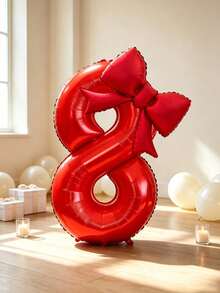 Numeric Foil Balloons, Ideal For Indoor‑Scene Decorations For Birthdays, Anniversaries And Theme Parties. Can Be Used As Tabletop Ornaments And Focal‑Point Decorations For Venues. Popular Decorative Items For Theme Celebrations. - 32 inch red + 21 inch butterfly - View 10