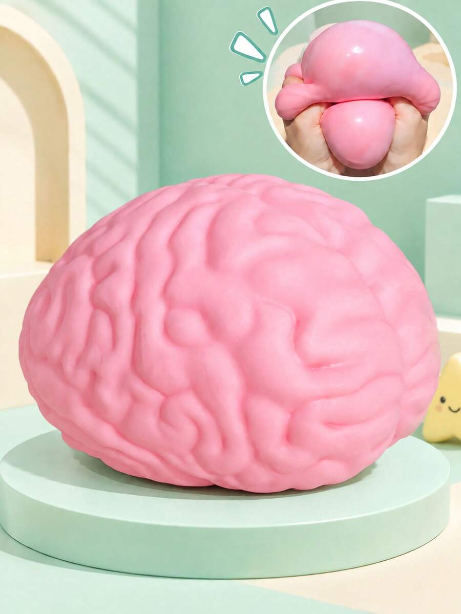 Easy Sqweezy Jumbo Brainy - اضغط على هذا الدماغ العملاق الكبير والممتع والناعم والبطيء الارتفاع لتخفيف التوتر - لعبة حسية / لعبة تململ أصلية وهدية للأطفال والبالغين