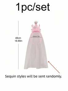 SHEIN 1Set Princess Pink Crown Headband With Cute 3D Veil And Fairy Mesh Hair Accessories, Suitable For Birthdays, Parties, Get-Togethers, Character Dress Up - Multicolor - View 2