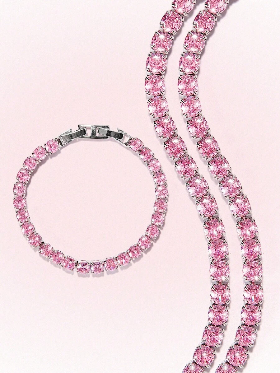 Popjeli 1 Dopamine Dopamine Colored Bracelet, Suitable For Women, Holiday Gifts, Party Gifts - Pink - View 1