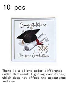 10/1 Graduation Cards And Envelopes, Fun Graduation Season Cards, 2026 Graduation Greeting Cards, Including Graduation Hats And Scrolls, Suitable For Giving To Friends And Classmates, Graduation Ceremony Cards, Suitable For Holiday Parties - Multicolor - View 7