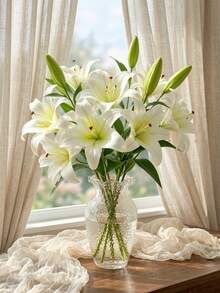 Cirelle 1pc Real Touch Artificial Lily Stem, Realistic Faux Silk Stargazer Lily Flowers, Artificial Floral Spray For Home Table Decor, Vase Arrangement, Wedding Decor - Multicolor - View 2