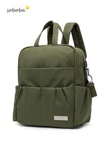 SHEIN 1 Camel Large-Capacity Oxford, Light Mommy Diaper Backpack, With 2 Stroller Straps, Suitable For Travelling - Multicolor - View 12