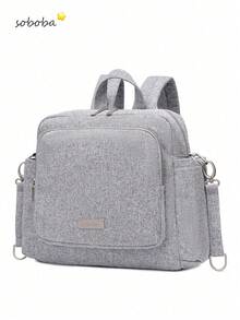 SHEIN 1 Extra-Capacity Multi-Functional Mommy Diaper Backpack, With 2 Stroller Straps, Ideal For Travelling And Picnics - Multicolor - View 12