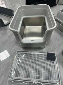 Stainless Steel Cat Litter Box, Extra Large, Splash Proof, Deodorizing Cat Toilet, Cat Litter Pad Set, Deodorizing And Splash Proof - Upgraded Version + Cat Litter Mat - View 4