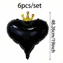 Crown‑Heart Foil Balloon Set, A Preferred Decorative Item For Birthday Banquets, Themed Parties, Arch Scene Arrangements And Family Gatherings. - Black Crown - View 9