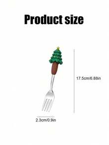 Zazumi 1PC Christmas Silver Spoon Creative Tableware Doll Dessert Spoon Fork Cartoon Christmas Tree Silver Spoon Fork Gift Box Set - Multicolor - View 9