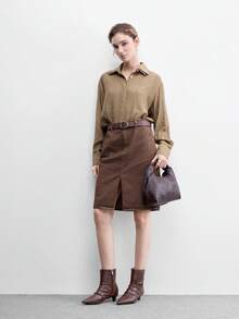 CUCCOO BIZCHIC Sepatu Boot Pendek Cokelat Kopi Lipit dan Bertekstur, Ritsleting Belakang, Mudah Dipakai dan Dilepas, Hak Kucing Runcing, Elegan, untuk Musim Gugur dan Musim Dingin - Coffee Brown - View 11