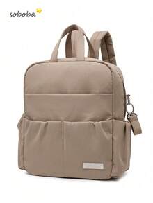 SHEIN 1 Camel Large-Capacity Oxford, Light Mommy Diaper Backpack, With 2 Stroller Straps, Suitable For Travelling - Multicolor - View 9