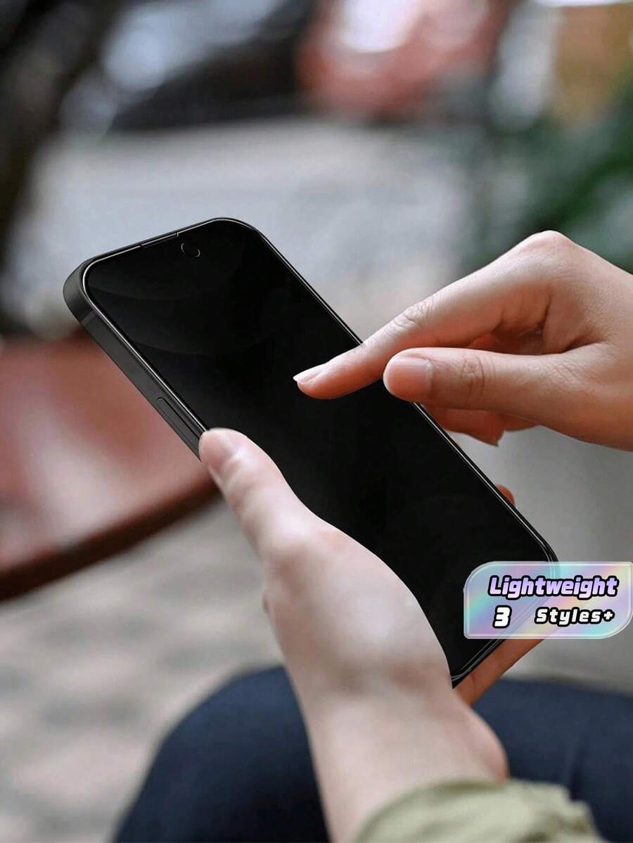 1pc Privacy Protection Full Screen Tempered Glass Film,Black Frame Silk Screen Anti-Peeping Full Screen Phone Protective Film, Birthday Gift For Family And Friends, Anti-Peeping, Phone Screen Protector, Phone Accessories, Waterproof, Shockproof, Anti-Fall, Scratch-Resistant, Anti-Fingerprint - Black - View 1