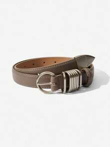 Ontre Women Fashionable Brown Metal Buckle Belts - Khaki - View 1
